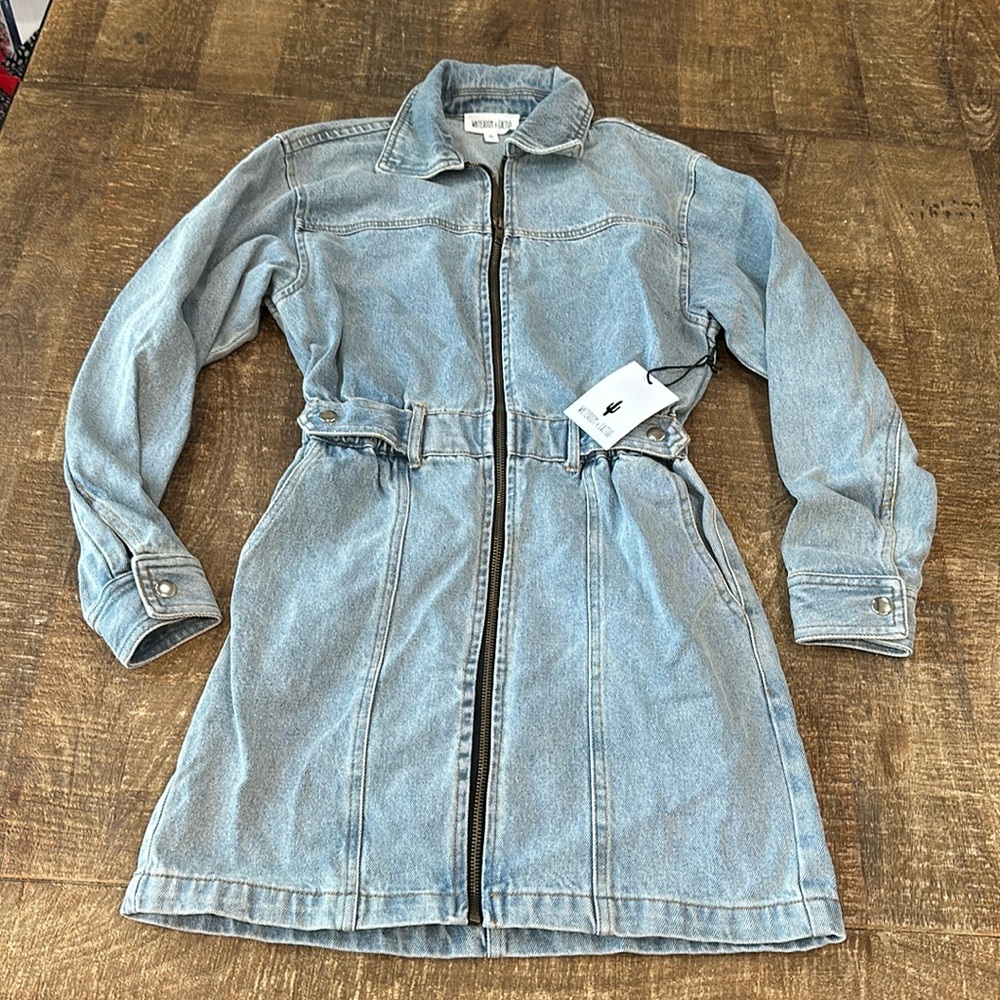 Whiteroom Cactus Blue Jean Dress with pockets and zipper Size XS